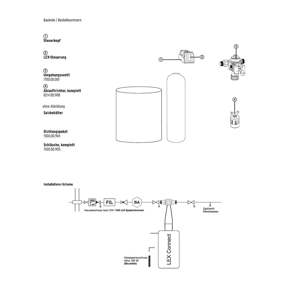 SYR Sasserath Lex 1500 Connect Einzelenthärtungsanlage LEX 40, 3,0m3/h, 80m3 Gra... SASSERATH-1500.00.040 4017905211673 (Abb. 5)