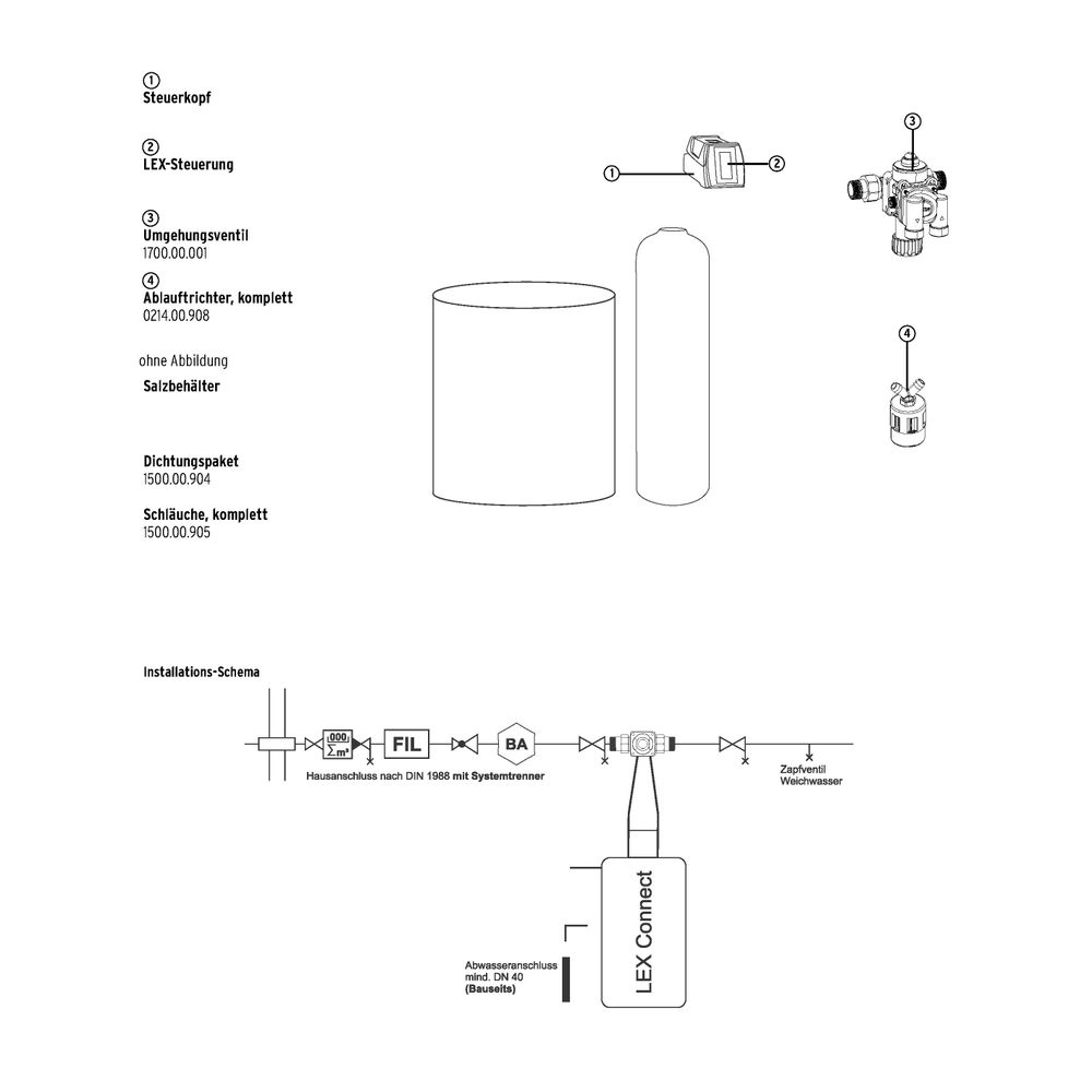 SYR Sasserath Lex 1500 Connect Einzelenthärtungsanlage LEX 60, 4,5m3/h, 120m3 Gr... SASSERATH-1500.00.060 4017905211697 (Abb. 5)