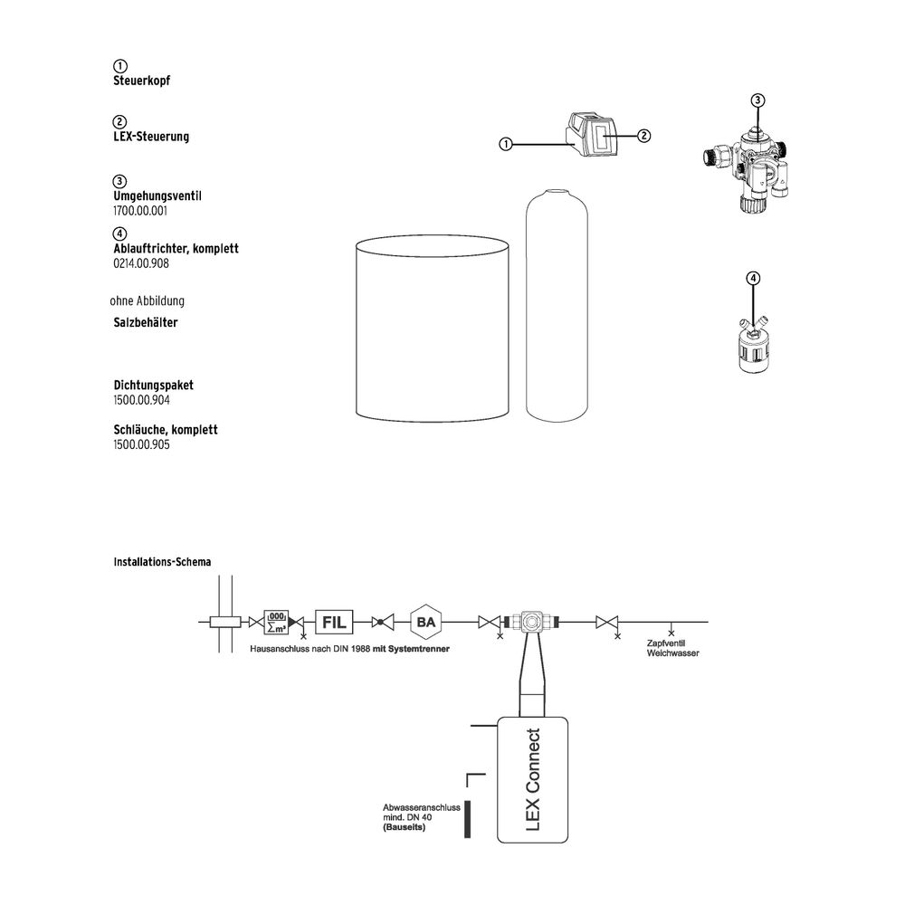 SYR Sasserath Lex 1500 Connect Einzelenthärtungsanlage LEX 80, 5,0m3/h, 160m3 Gr... SASSERATH-1500.00.080 4017905211710 (Abb. 5)