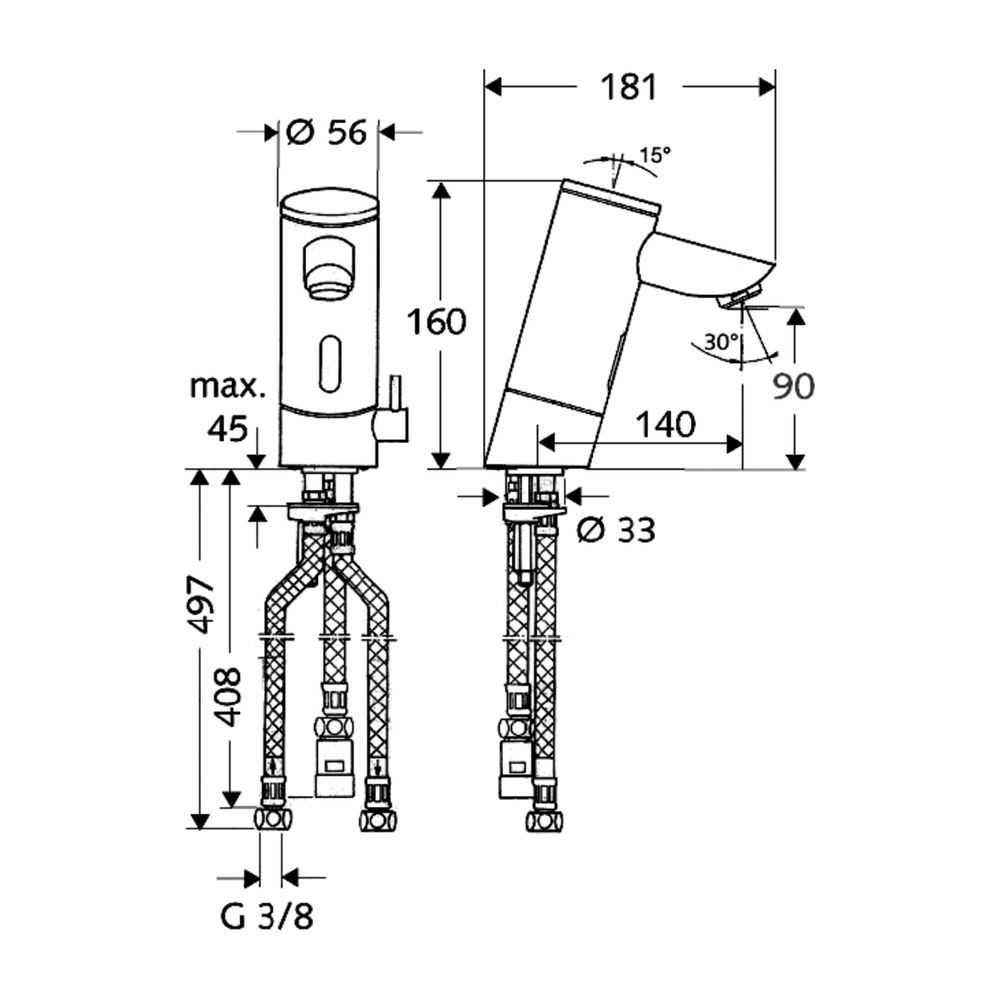 Schell Puris E ND-M Elektronische Waschtischarmatur, Mischwasser, langer Auslauf, Bat... SCHELL-010260699 4021163166613 (Abb. 2)