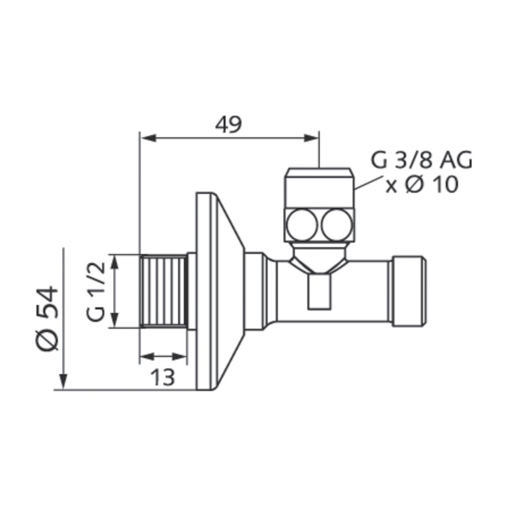 Schell Eckventil regulierbar gesicherte Betätigung, DN 15 G 1/2", Chrom... SCHELL-054050699 4021163160949 (Abb. 2)