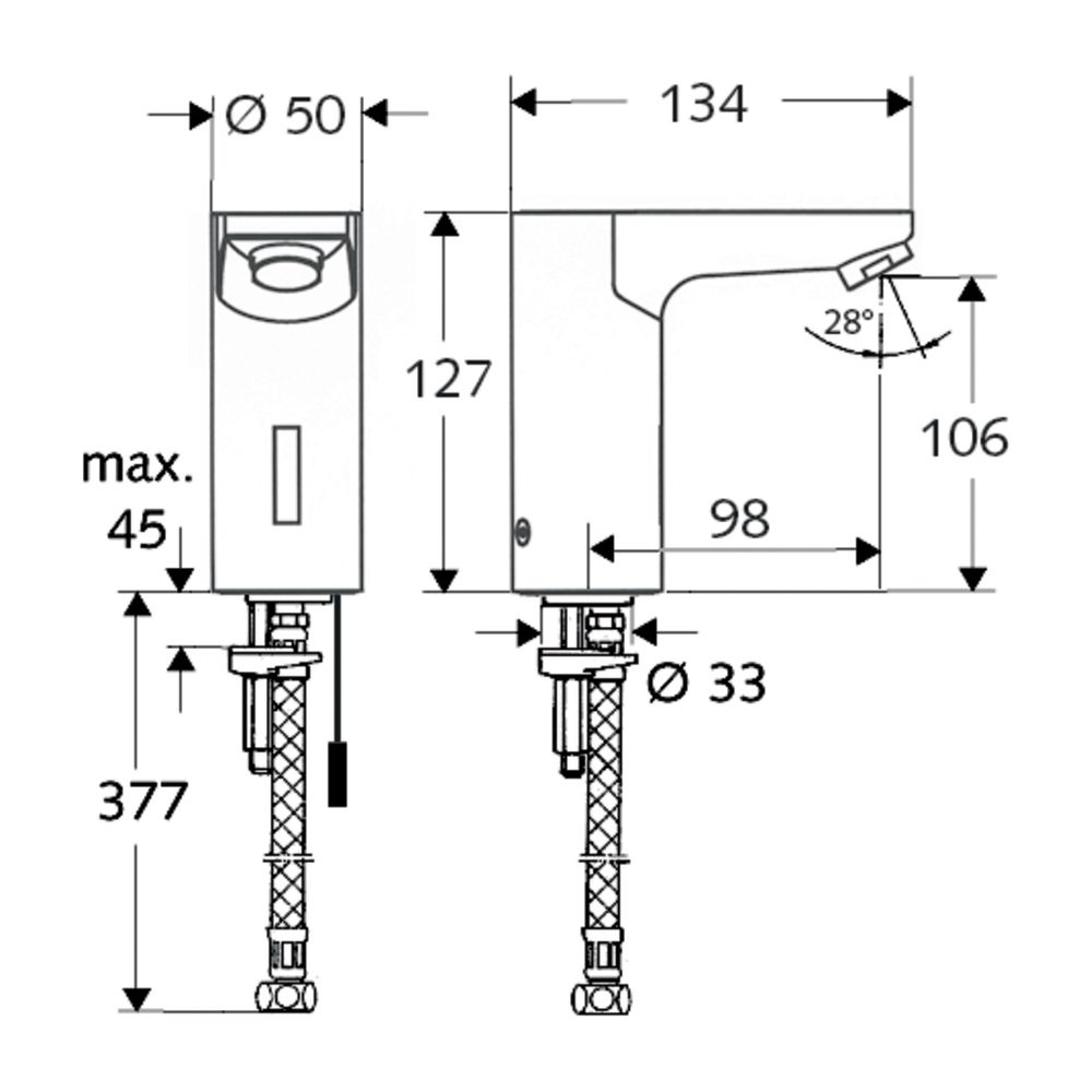 Schell Celis E HD-K Elektronische Waschtischarmatur, Kaltwasser, Infrarot, ohne Strom... SCHELL-002070699 4021163162561 (Abb. 2)