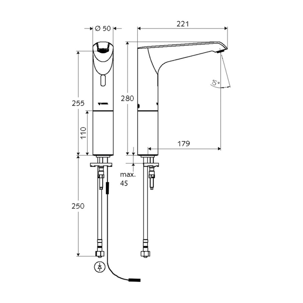 Schell Xeris E HD-K Elektronische Waschtischarmatur large, Kaltwasser, ohne Stromvers... SCHELL-002200699 4021163163117 (Abb. 2)