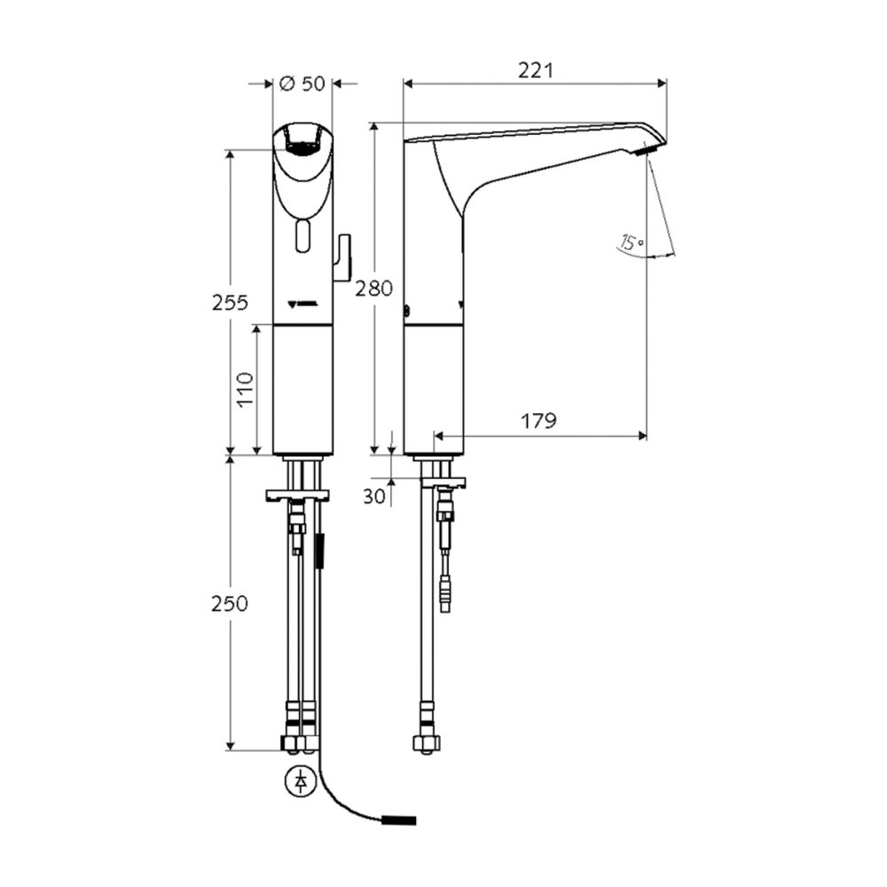 Schell Xeris E HD-M Elektronische Waschtischarmatur large, Mischwasser, ohne Stromver... SCHELL-002230699 4021163163124 (Abb. 2)