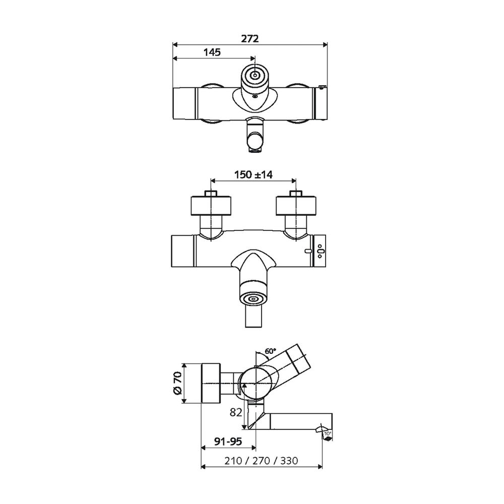 Schell Vitus VW-C-T Aufputz Waschtischarmatur, Mischwasser, CVD, Thermostat, man. TD,... SCHELL-016540699 4021163158731 (Abb. 2)