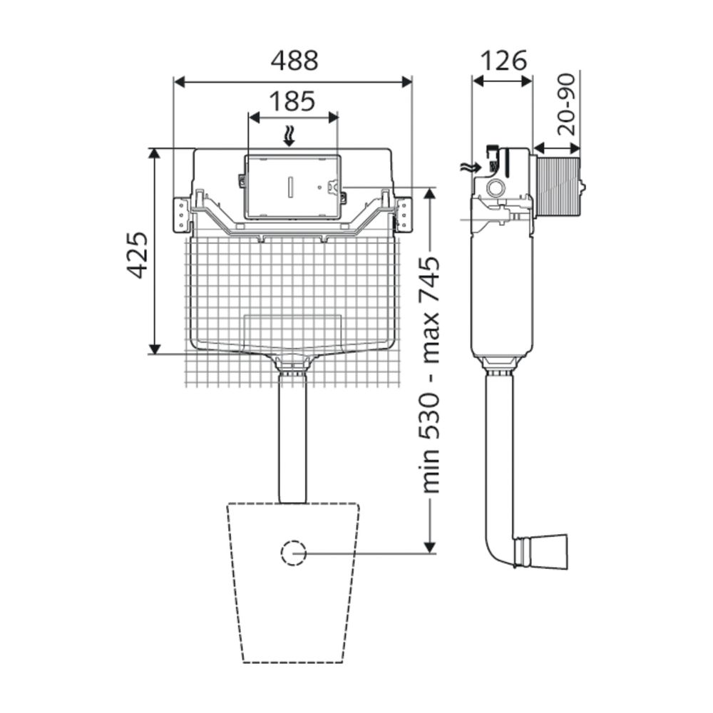 Schell Montus WC Unterputz Spülkasten C 120n Unterputz Spülkasten ohne Rahmen... SCHELL-030730099 4021163161960 (Abb. 2)