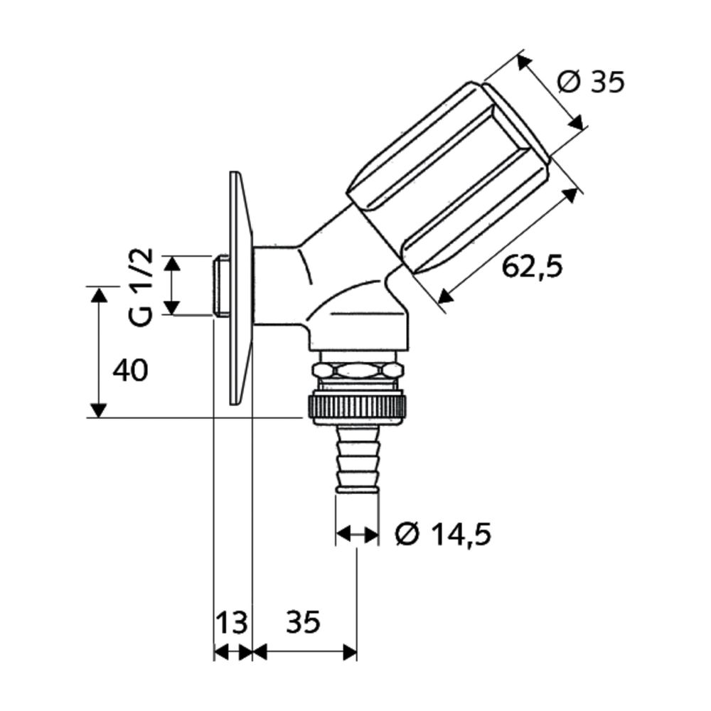 Schell Secur RV Geräteschrägsitzventil, RB, abschließbar, DN 15 G 1/2", Chrom... SCHELL-033880699 4021163133189 (Abb. 2)