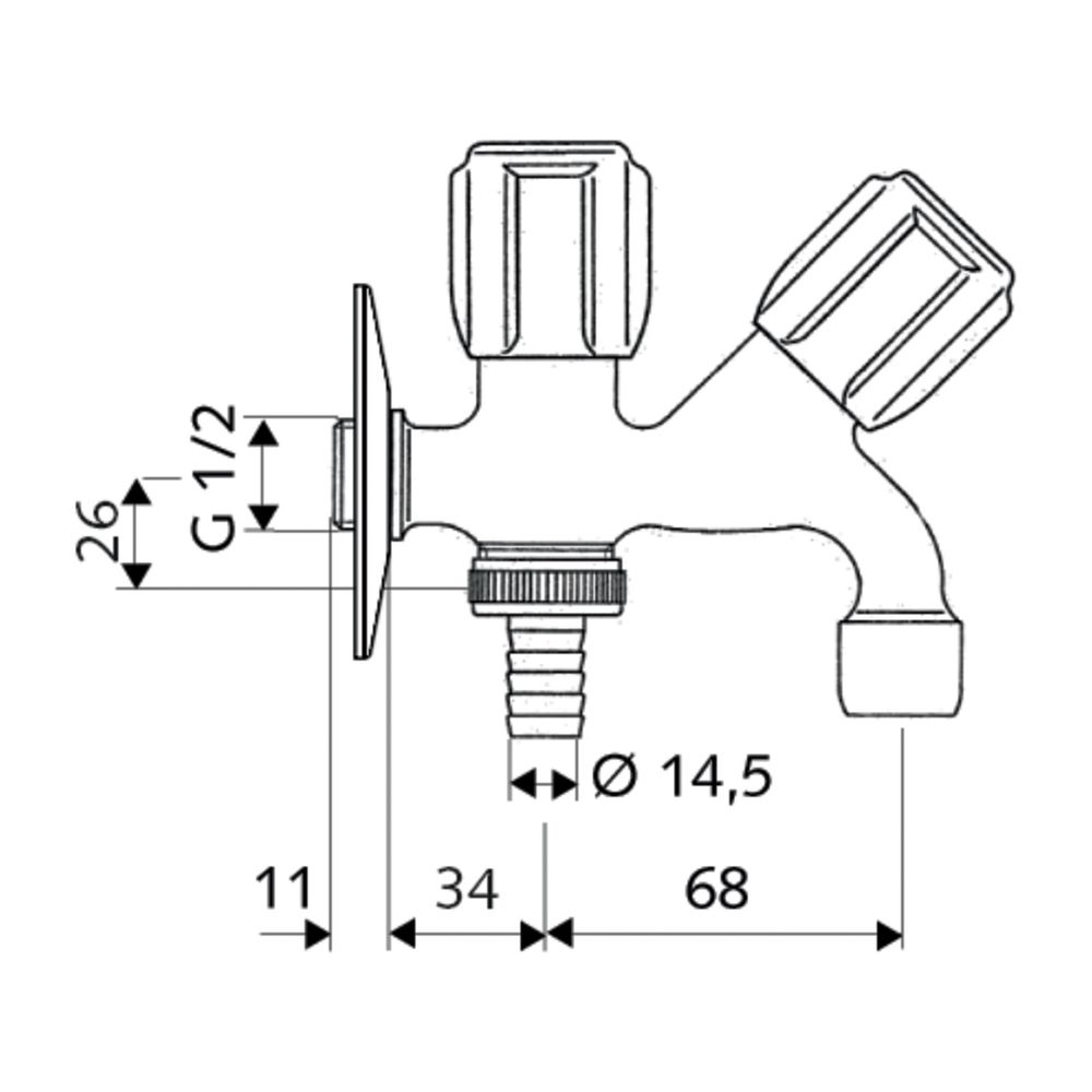 Schell Comfort Kombi-Auslaufventil Schlauchverschraubung, DN 15 G 1/2", Chrom... SCHELL-035620699 4021163131536 (Abb. 2)