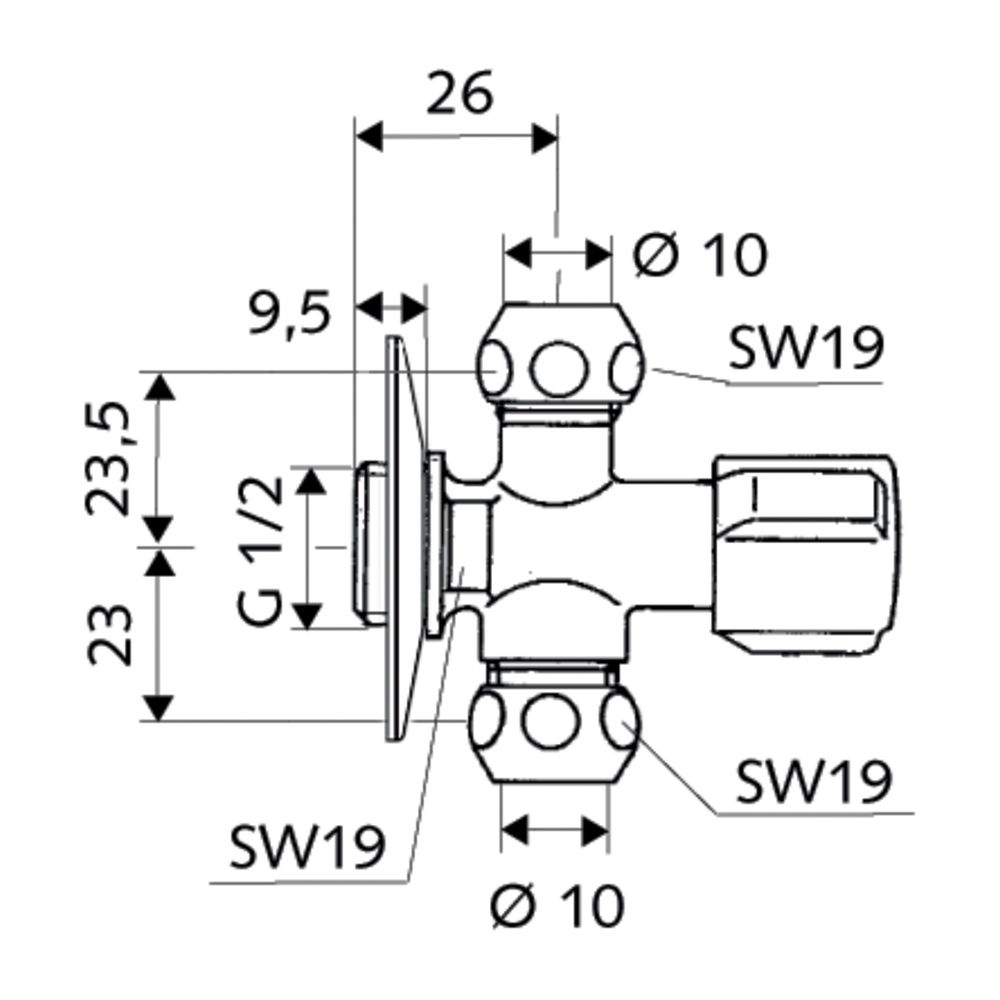 Schell Comfort Eckventil 2 x Abgänge DN 10 G 3/8", DN 15 G 1/2", Chrom... SCHELL-049910699 4021163106046 (Abb. 2)