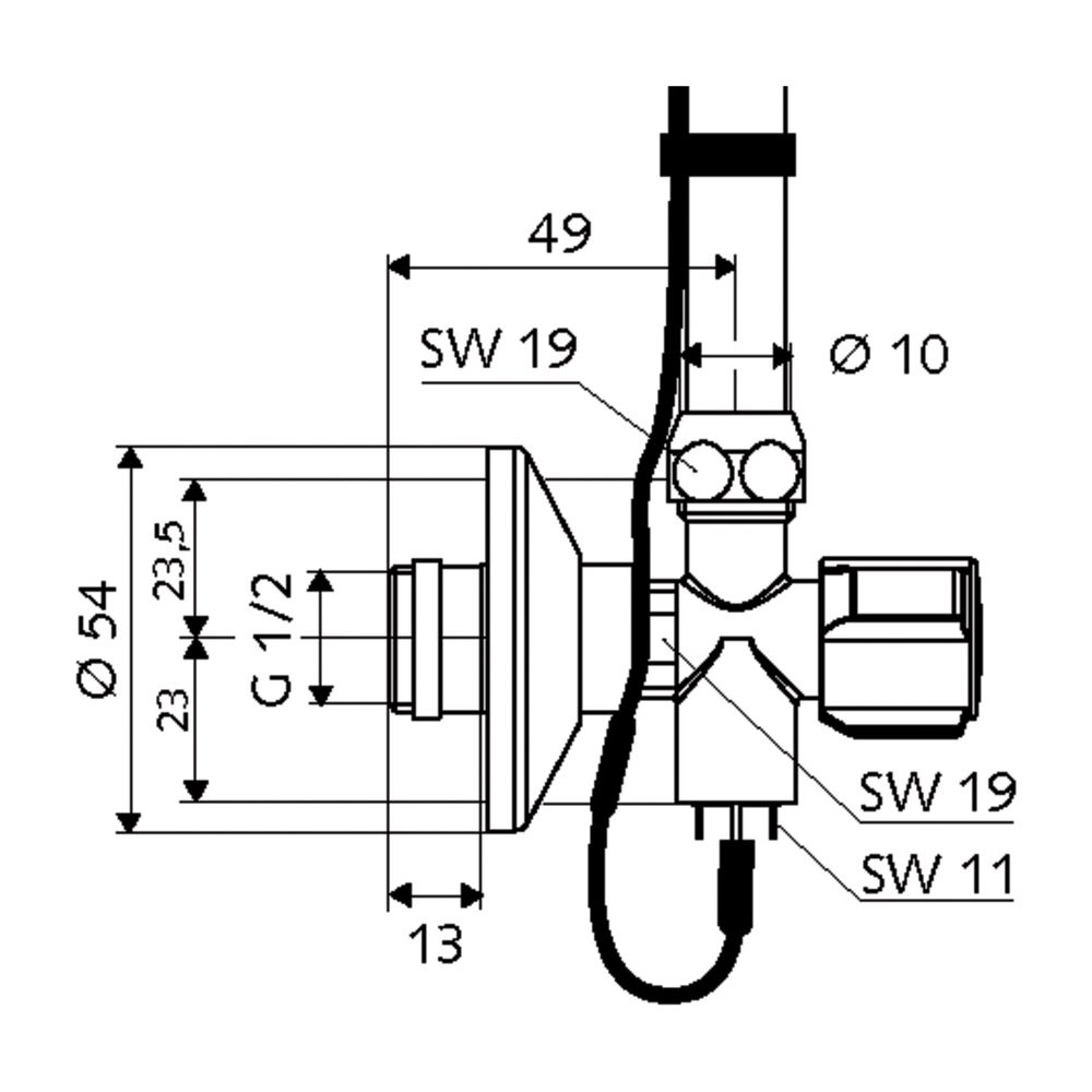 Schell Comfort Eckventil PT Temperaturfühler PT 1000, DN 15 G 1/2", Chrom... SCHELL-049920699 4021163165036 (Abb. 2)