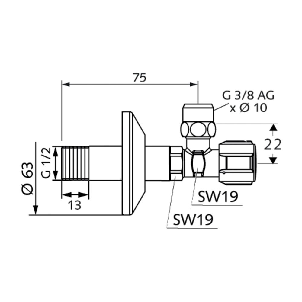 Schell Comfort Eckventil regulierbar lange Bauform DN 15 G 1/2" Chrom... SCHELL-054070699 4021163160956 (Abb. 2)