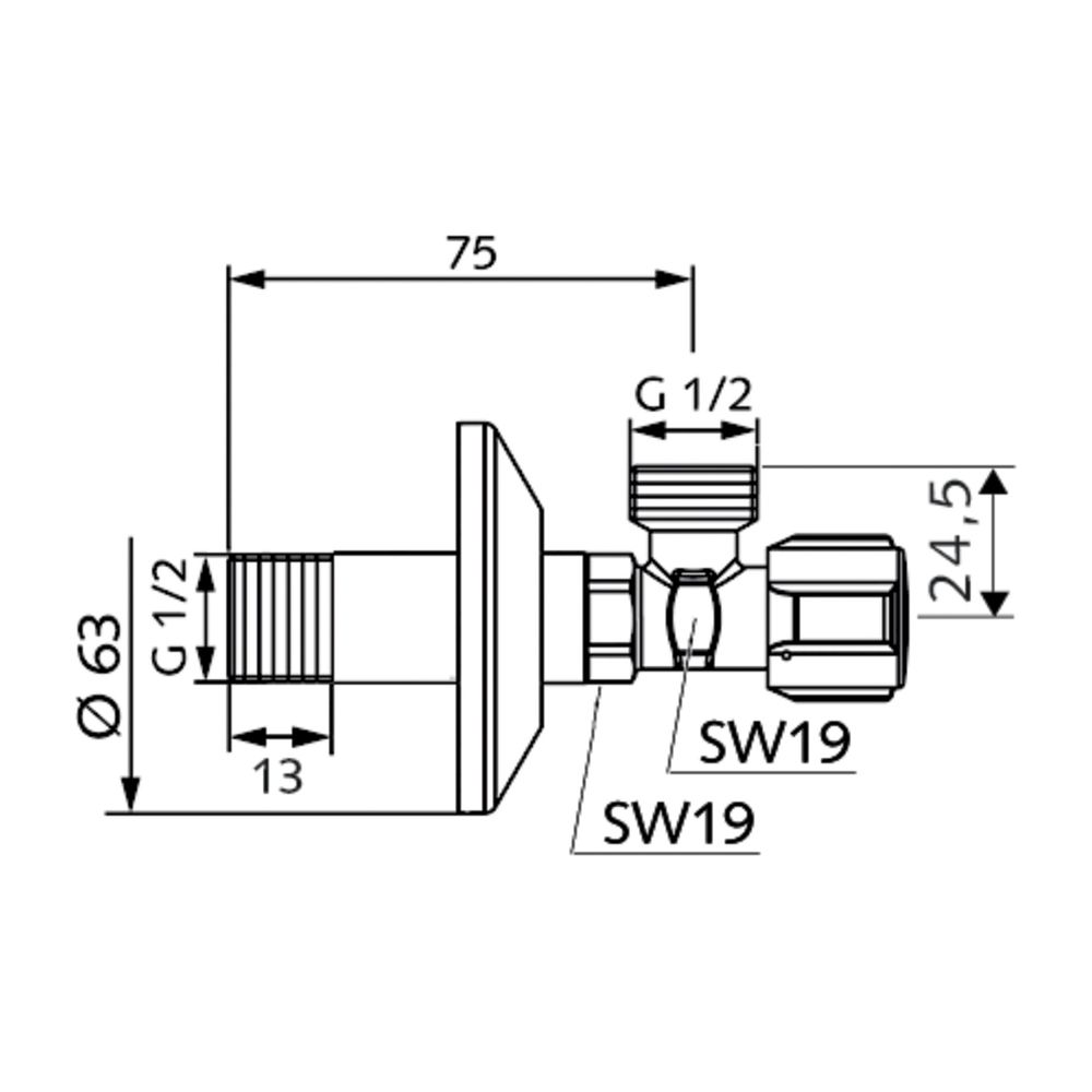 Schell Comfort Eckventil regulierbar lange Bauform ohne Verschraubung DN 15 G 1/2" Ch... SCHELL-054180699 4021163162141 (Abb. 2)