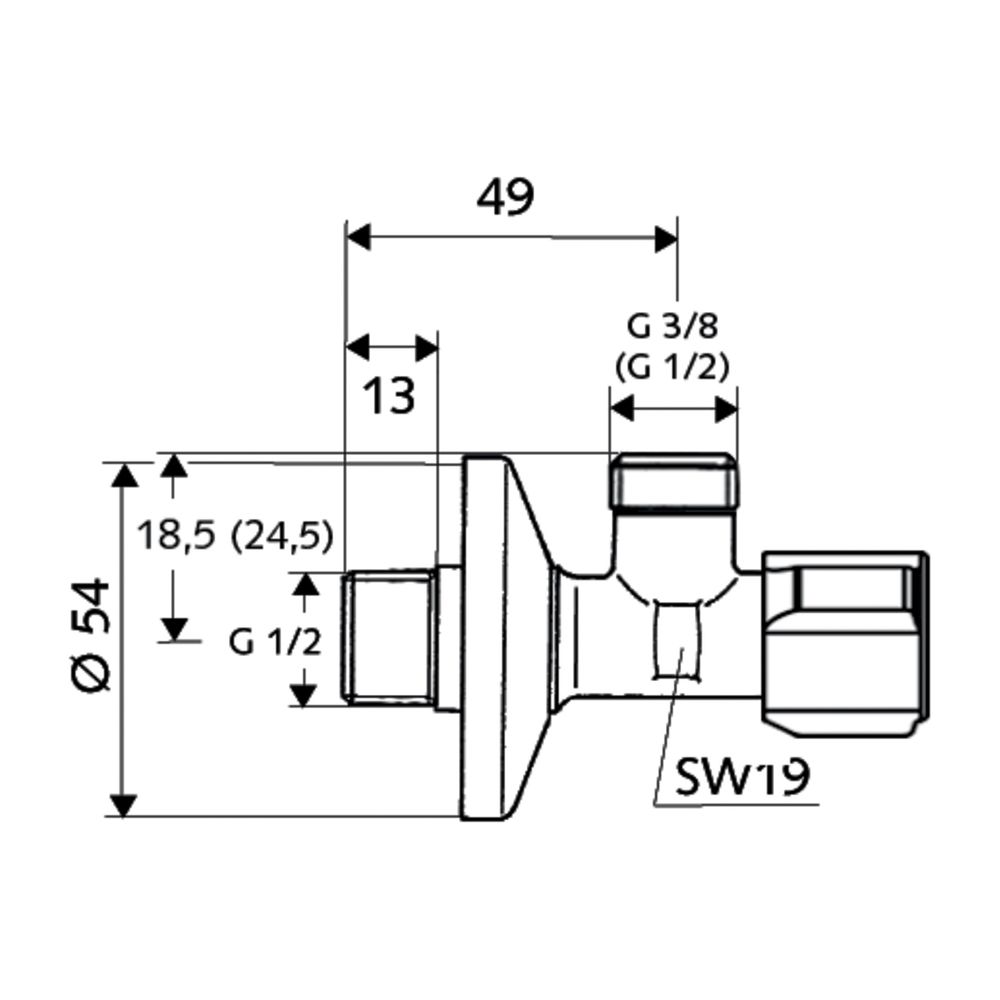 Schell Comfort Eckventil regulierbar Filter ohne Verschraubung DN 15 G 1/2" Chrom... SCHELL-054300699 4021163164183 (Abb. 2)