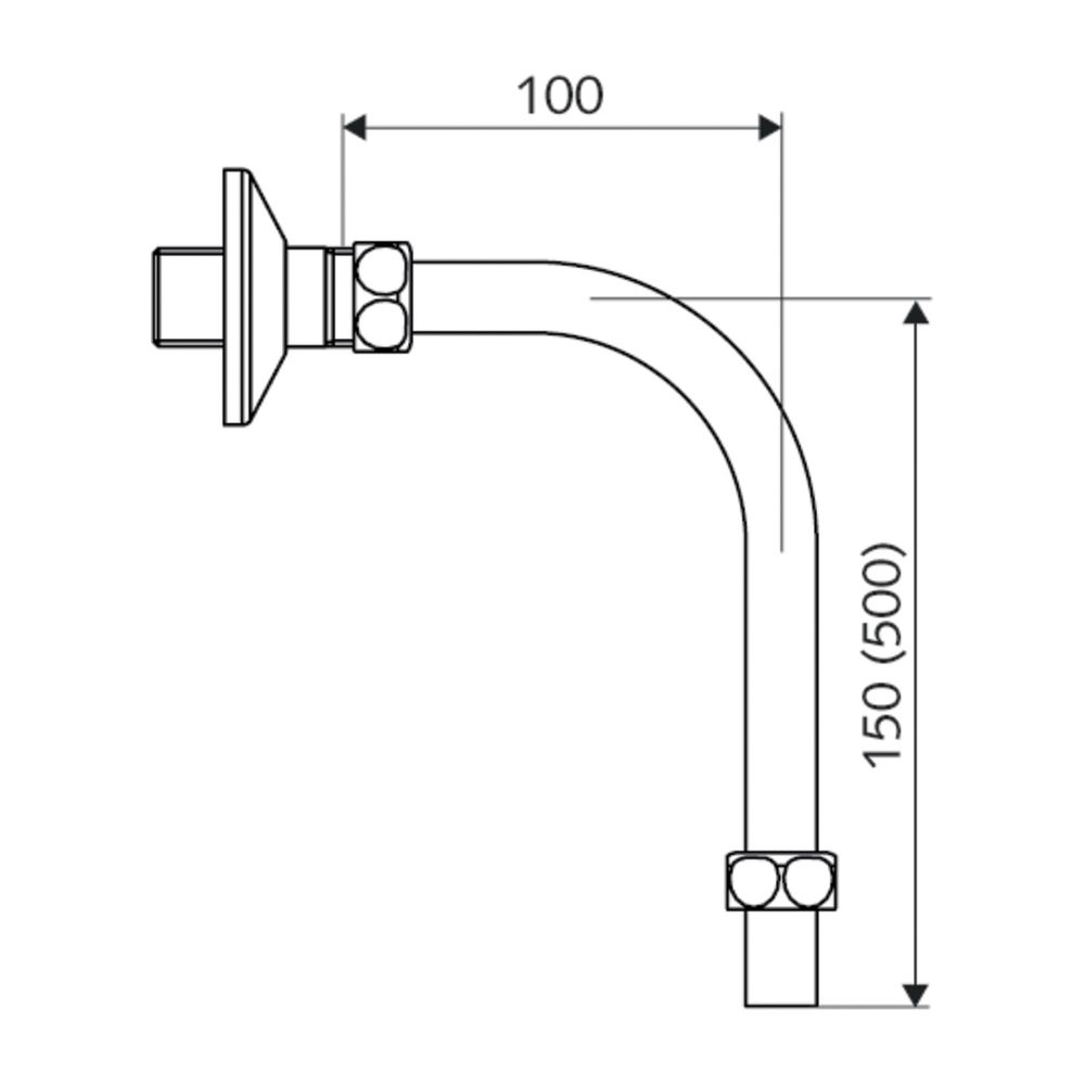 Schell Vitus Abgangsbogen DN 15 ablängbar, 90 Grad 15mm x 100mm x 150mm, Chrom... SCHELL-256670699 4021163159349 (Abb. 2)