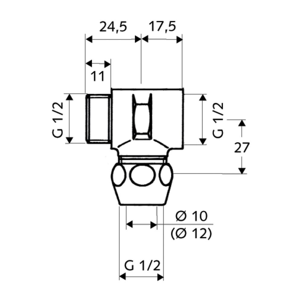 Schell T-Stück Quetschverschraubung, DN 15 1/2" x d. 10mm, Chrom... SCHELL-270060699 4021163116588 (Abb. 2)