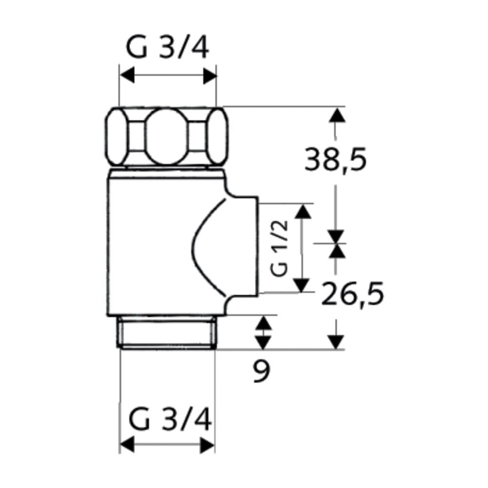 Schell T-Stück Überwurfmutter, DN 20 3/4", Chrom... SCHELL-270150699 4021163116687 (Abb. 2)