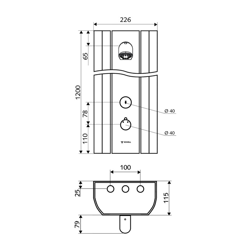 Schell Linus DP-SC-T Duschpaneel Selbstschluss, Thermostat, Duko Comfort, Aluminium e... SCHELL-008020899 4021163151510 (Abb. 2)