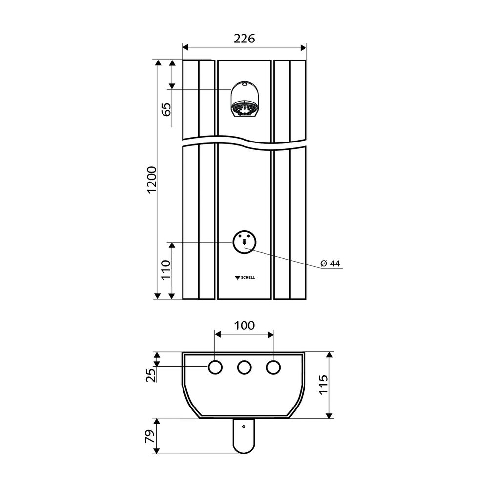 Schell Linus DP-SC-M Duschpaneel Selbstschluss, Mischwasser, Duko Comfort, Aluminium ... SCHELL-008030899 4021163151527 (Abb. 2)