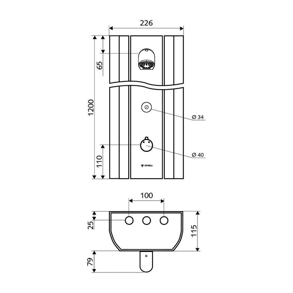 Schell Linus DP-C-T Duschpaneel Thermostat, 2x DN 15 G 1/2", CVD Duko Comfort, Alumin... SCHELL-008190899 4021163157208 (Abb. 2)