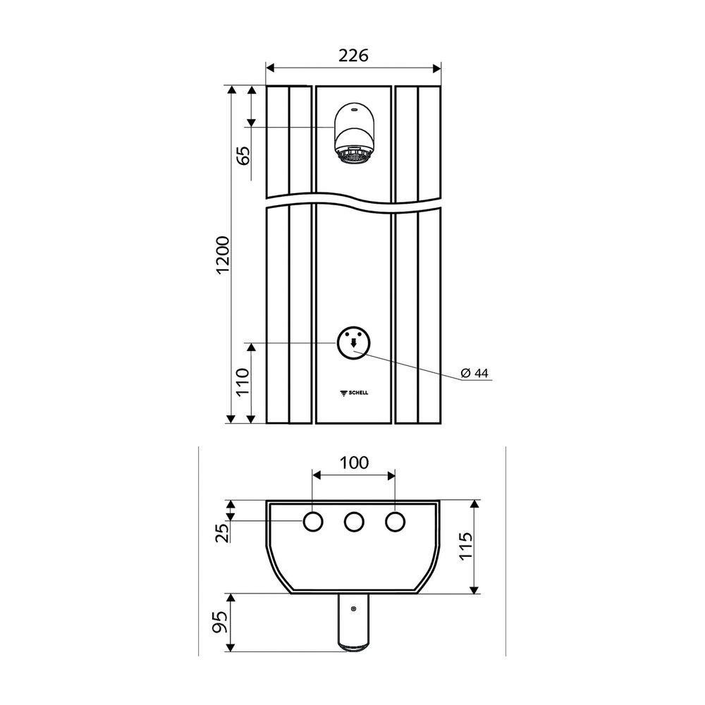 Schell Linus DP-SC-M DuschpaneelMischwasser, 2x DN 15 G 1/2", Duko Aerosolarm, Alumin... SCHELL-008260899 4021163161489 (Abb. 2)