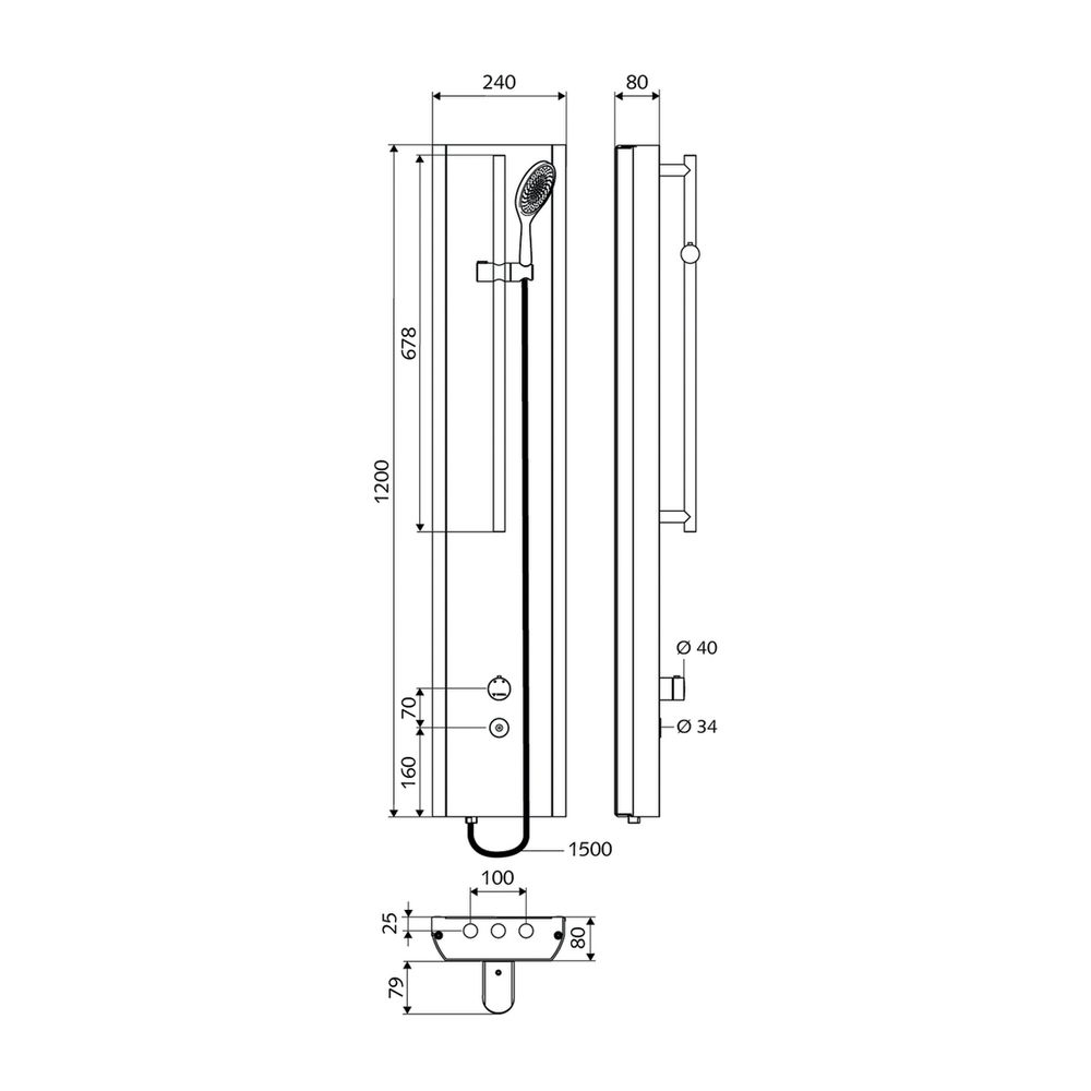 Schell Linus Inox DP-C-TDuschpaneel Handbrause, Brausestange, 2x DN 15 G 1/2", Edelst... SCHELL-008462899 4021163168273 (Abb. 2)