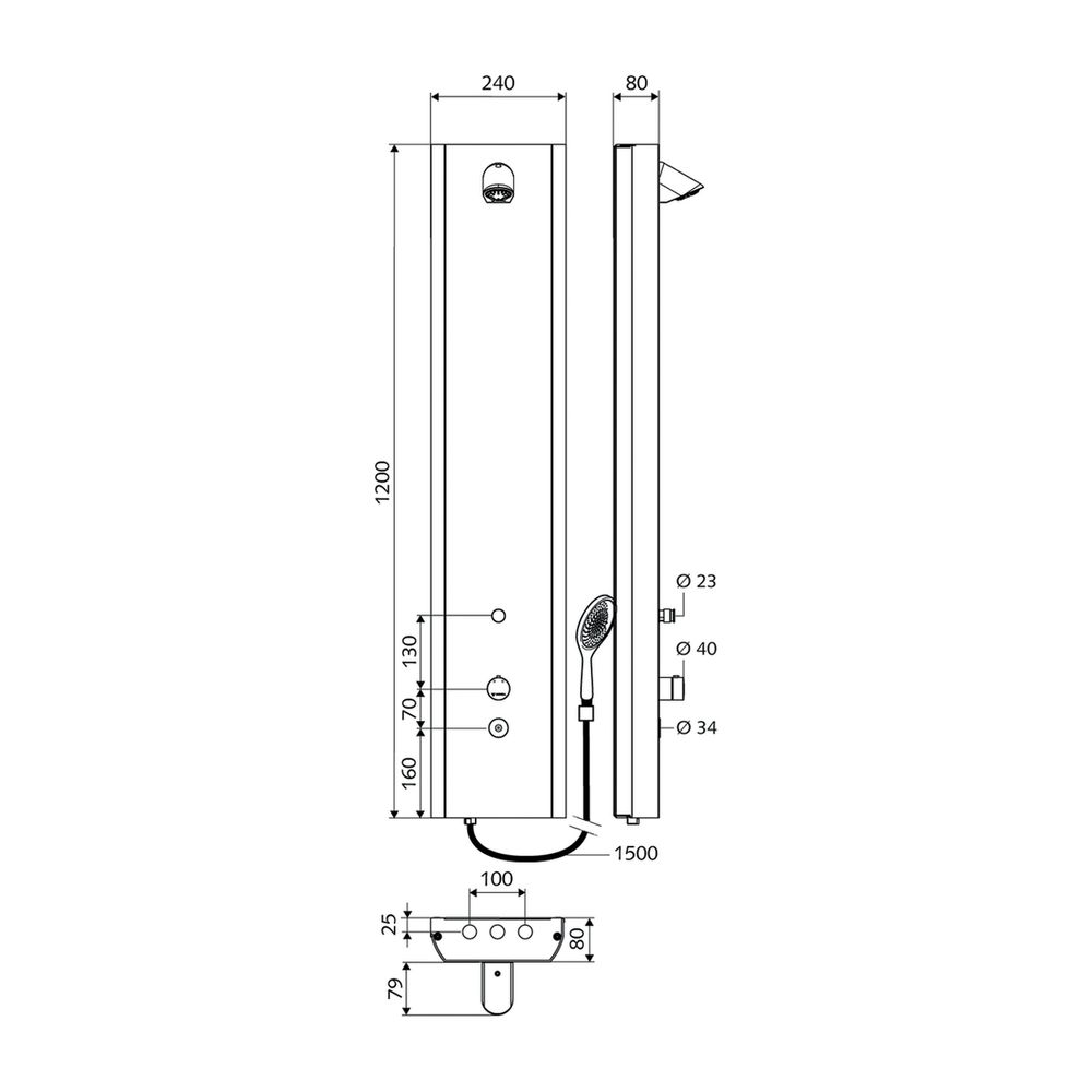 Schell Linus Inox DP-C-T Duschpaneel Handbrause, Duko Comfort Flex, 2x DN 15 G 1/2", ... SCHELL-008472899 4021163168280 (Abb. 2)