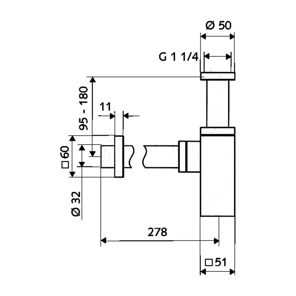 Schell Design-Siphon Quad Messingrosette mit Gleitring, G 1 1/4" d. 32mm,Chrom... SCHELL-015050699 4021163147711 (Abb. 2)