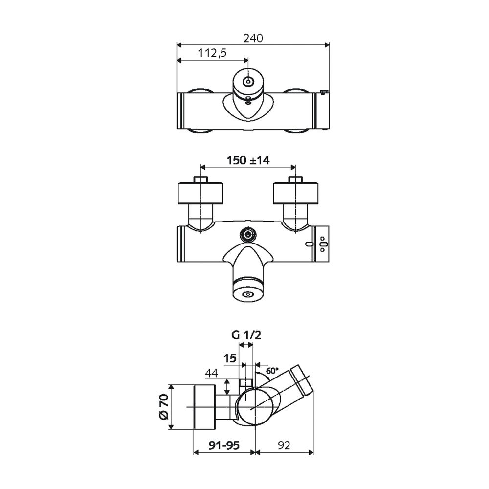 Schell Vitus VD-SC-T/o Aufputz Duscharmatur, Mischwasser, Selbstschluss Thermostat An... SCHELL-016000699 4021163157536 (Abb. 2)