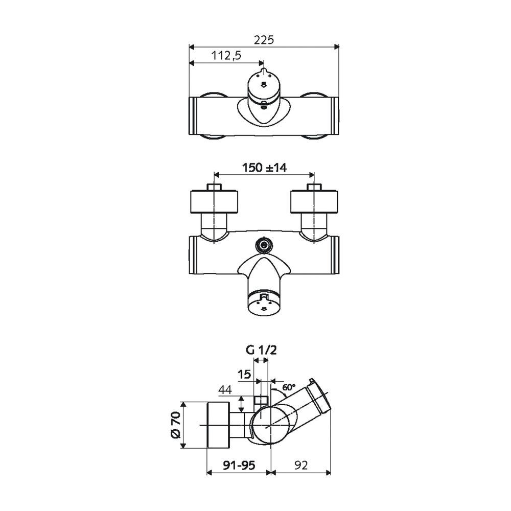 Schell Vitus VD-SC-M/o Aufputz Duscharmatur, Mischwasser, Selbstschluss Anschluss obe... SCHELL-016010699 4021163157543 (Abb. 2)