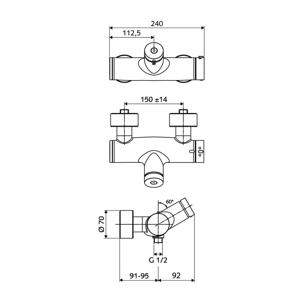 Schell Vitus VD-SC-T/u Aufputz Duscharmatur, Mischwasser, Selbstschl. Therm. man.TD, ... SCHELL-016150699 4021163159004 (Abb. 2)