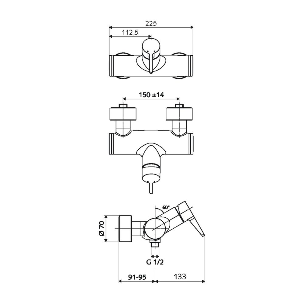 Schell Vitus VD-EH-M/u Aufputz Duscharmatur, Mischwasser, EHM, man. TD, Anschluss un.... SCHELL-016180699 4021163159028 (Abb. 2)