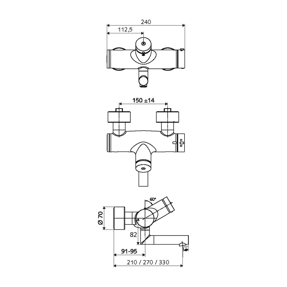 Schell Vitus VW-SC-T Aufputz Waschtischarmatur, Mischwasser, Selbstschl. Therm. man. ... SCHELL-016500699 4021163158830 (Abb. 2)