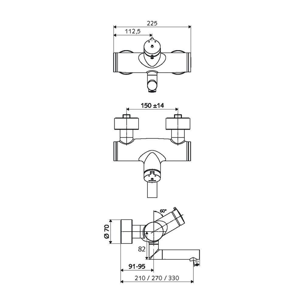 Schell Vitus VW-SC-M Aufputz Waschtischarmatur, Mischwasser, Selbstschluss, 270mm Aus... SCHELL-016310699 4021163158762 (Abb. 2)