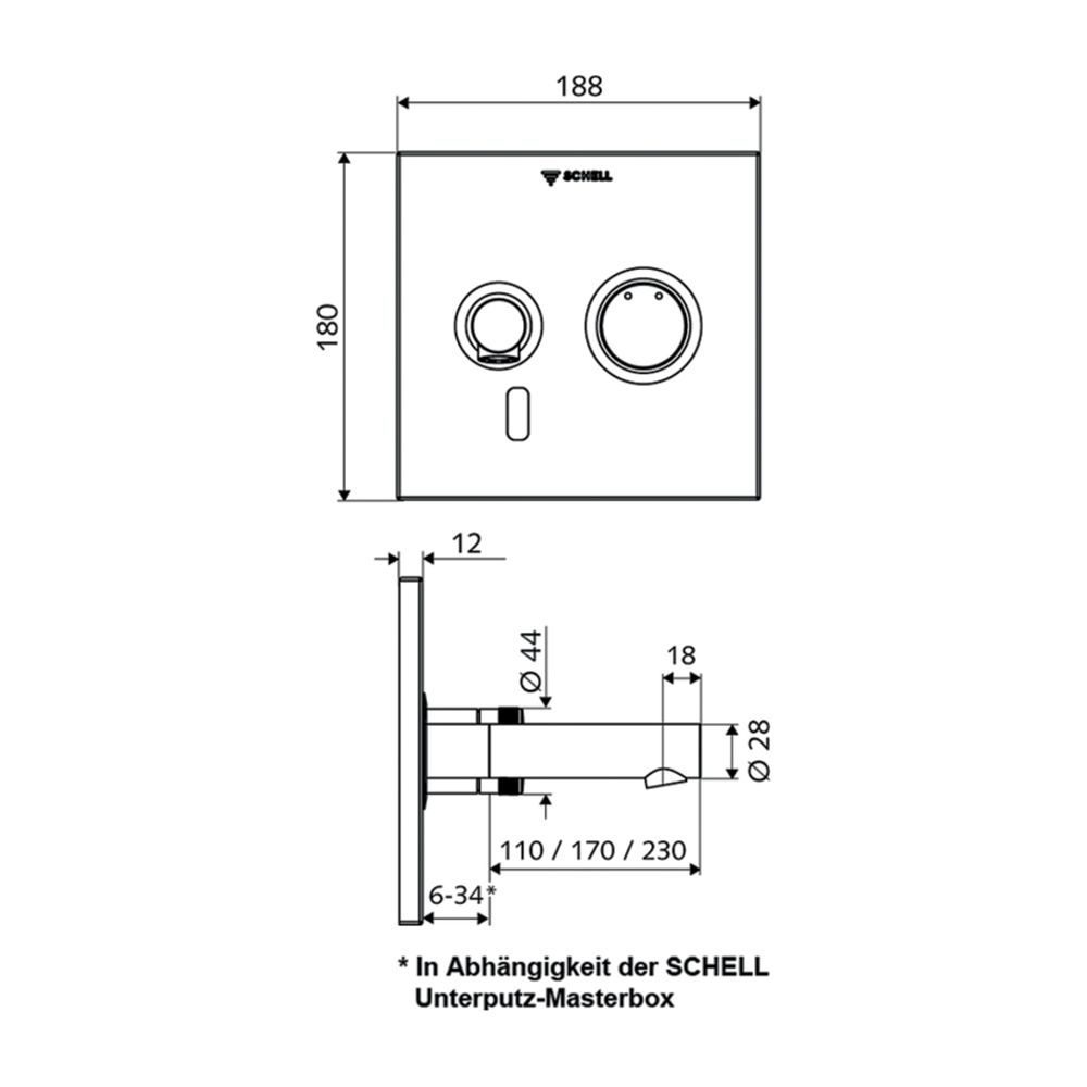 Schell Linus W-E-M Unterputz Waschtischarmatur, Infrarot Mischwasser, Batteriebetrieb... SCHELL-019292899 4021163164541 (Abb. 2)