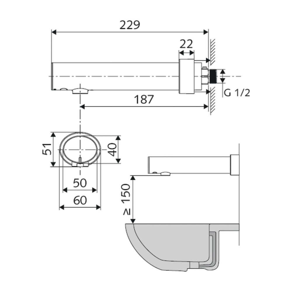 Schell Modus E HD-K Elektronische Waschtischarmatur, Hochdruck-Kaltwasser, Wandauslau... SCHELL-019530699 4021163168822 (Abb. 2)