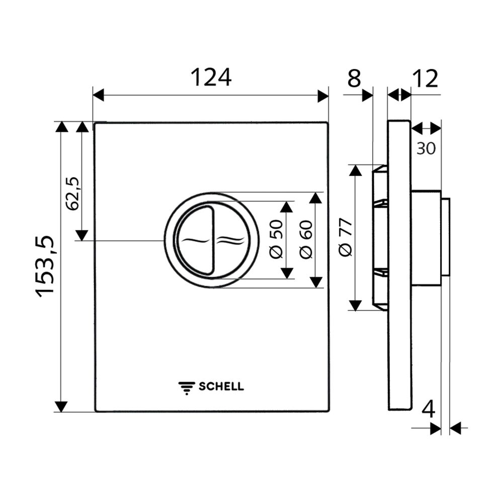 Schell Edition Eco ND WC Betätigungsplatte 100 Niederdruck, Einbautiefe 100-160mm, Ch... SCHELL-028240699 4021163155594 (Abb. 2)