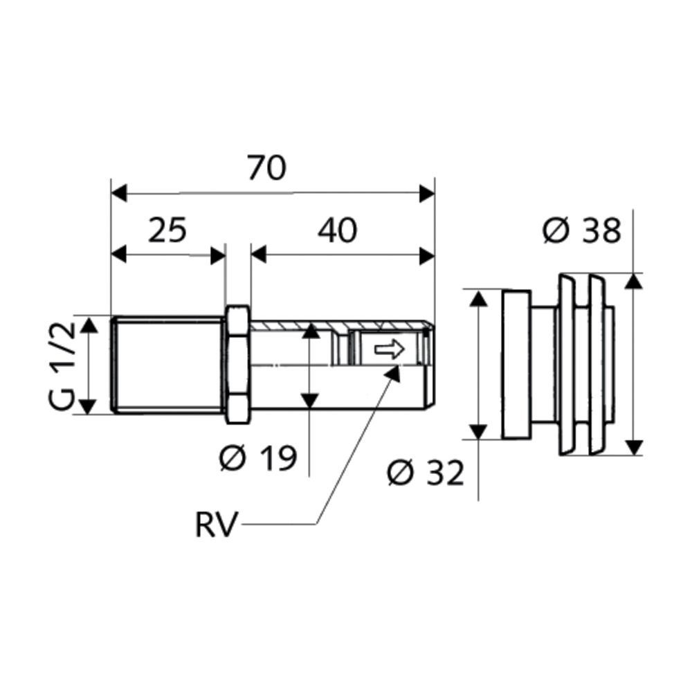 Schell Urinal Zulaufgarnitur für Urinalzulauf hinten, RV, 1/2" ... SCHELL-031120099 4021163129458 (Abb. 2)