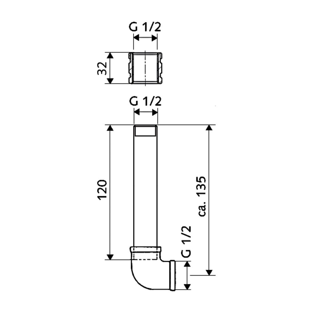 Schell Urinal-Anschlussgarnitur für Wandeinbau-Spülarmatur, DN 15 G 1/2" IG... SCHELL-032080099 4021163132007 (Abb. 2)