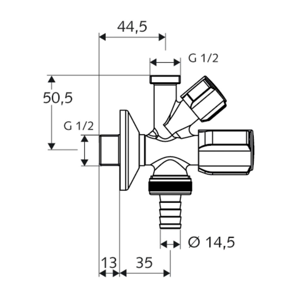 Schell Comfort Kombi-Eckventil RV, langer Schaft, Schlauchverschraubung DN 15 G 1/2",... SCHELL-035690699 4021163158410 (Abb. 2)