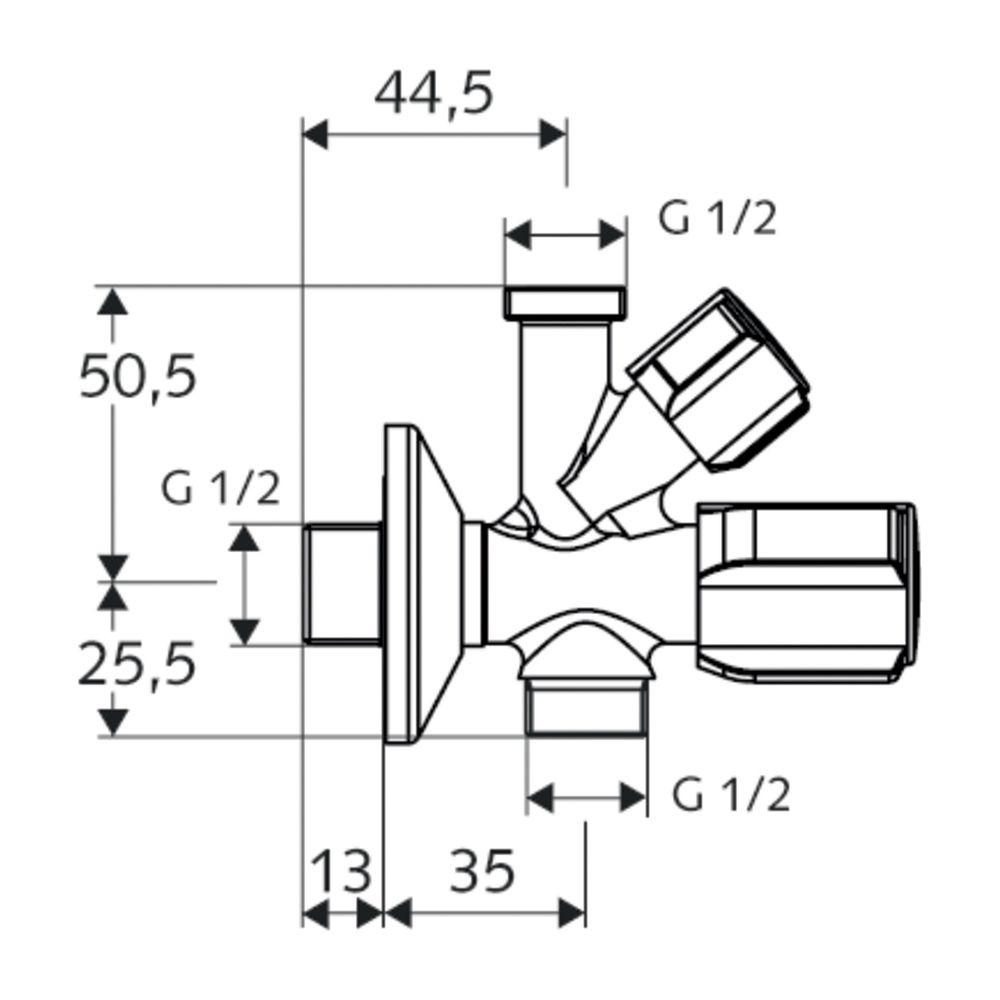 Schell Comfort Kombi-Eckventil RV, langer Schaft DN 15 G 1/2", Chrom... SCHELL-035700699 4021163158427 (Abb. 2)