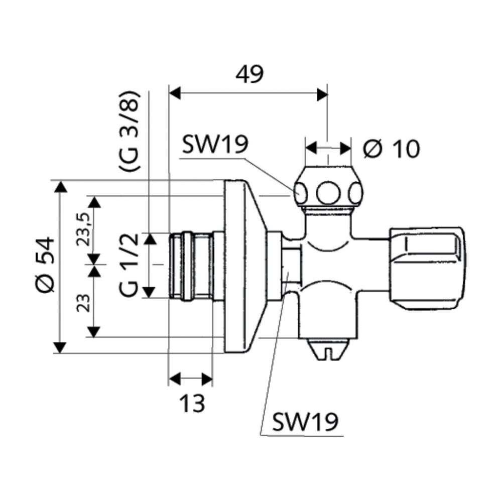 Schell Comfort Eckventil Entleerungsstutzen, ASAG easy, DN 15 G 1/2", Chrom... SCHELL-049250699 4021163105674 (Abb. 2)