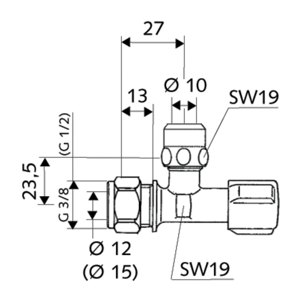 Schell Comfort Eckventil regulierbar, Kiwa, DN 15 G 1/2" Chrom... SCHELL-050400699 4021163106282 (Abb. 2)