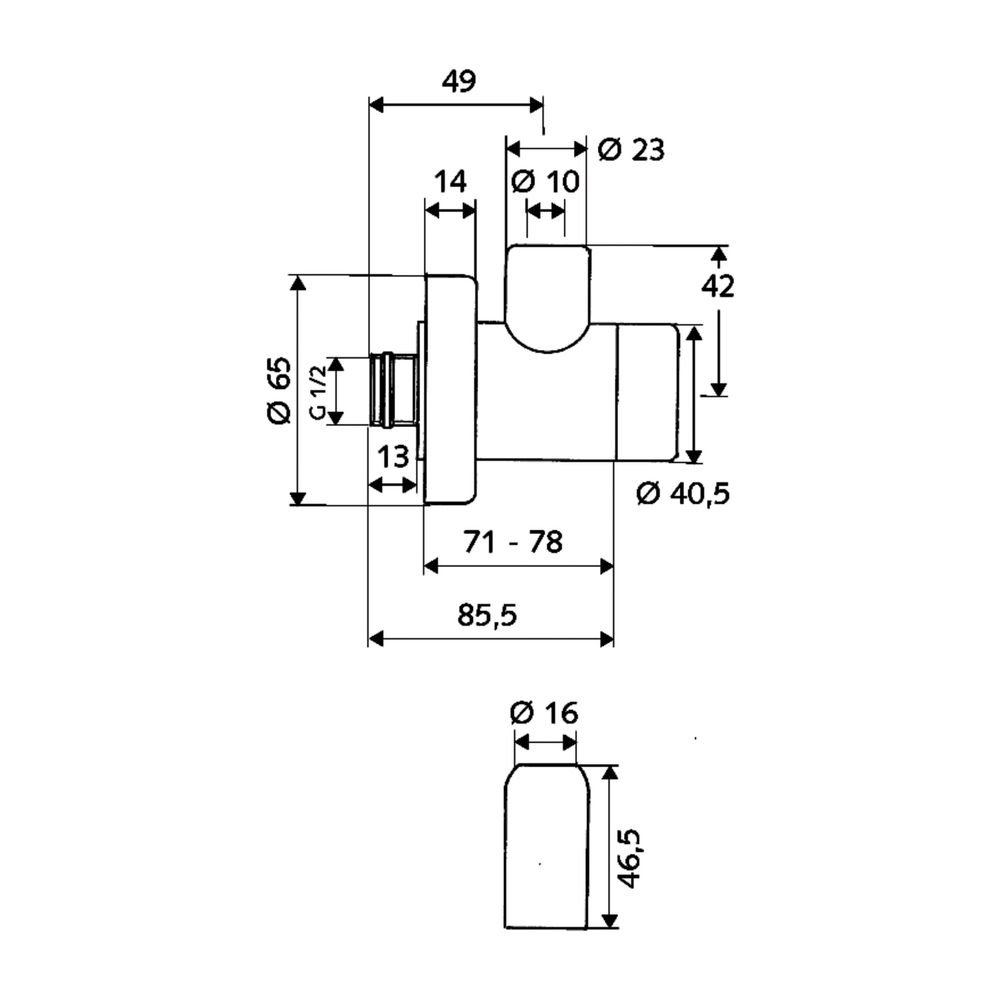 Schell Classic Design Eckventil regulierbar, ASAG easy, DN 15 G 1/2", Chrom... SCHELL-051720699 4021163107159 (Abb. 2)