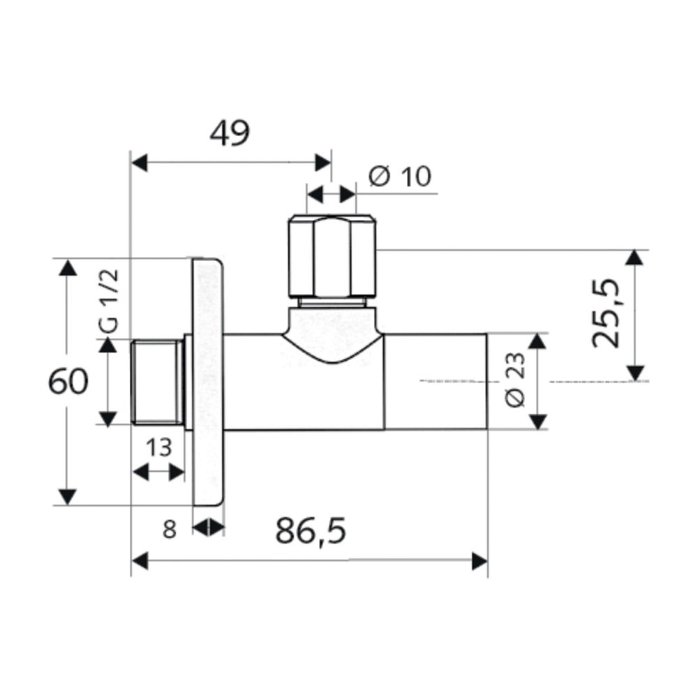 Schell Design Eckventil Stile regulierbar, DN 15 G 1/2", Chrom... SCHELL-053760699 4021163149739 (Abb. 2)