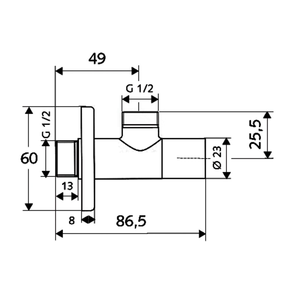 Schell Design Eckventil Stile regulierbar, ohne Verschraubung, DN 15 G 1/2", Chrom... SCHELL-053770699 4021163150810 (Abb. 2)