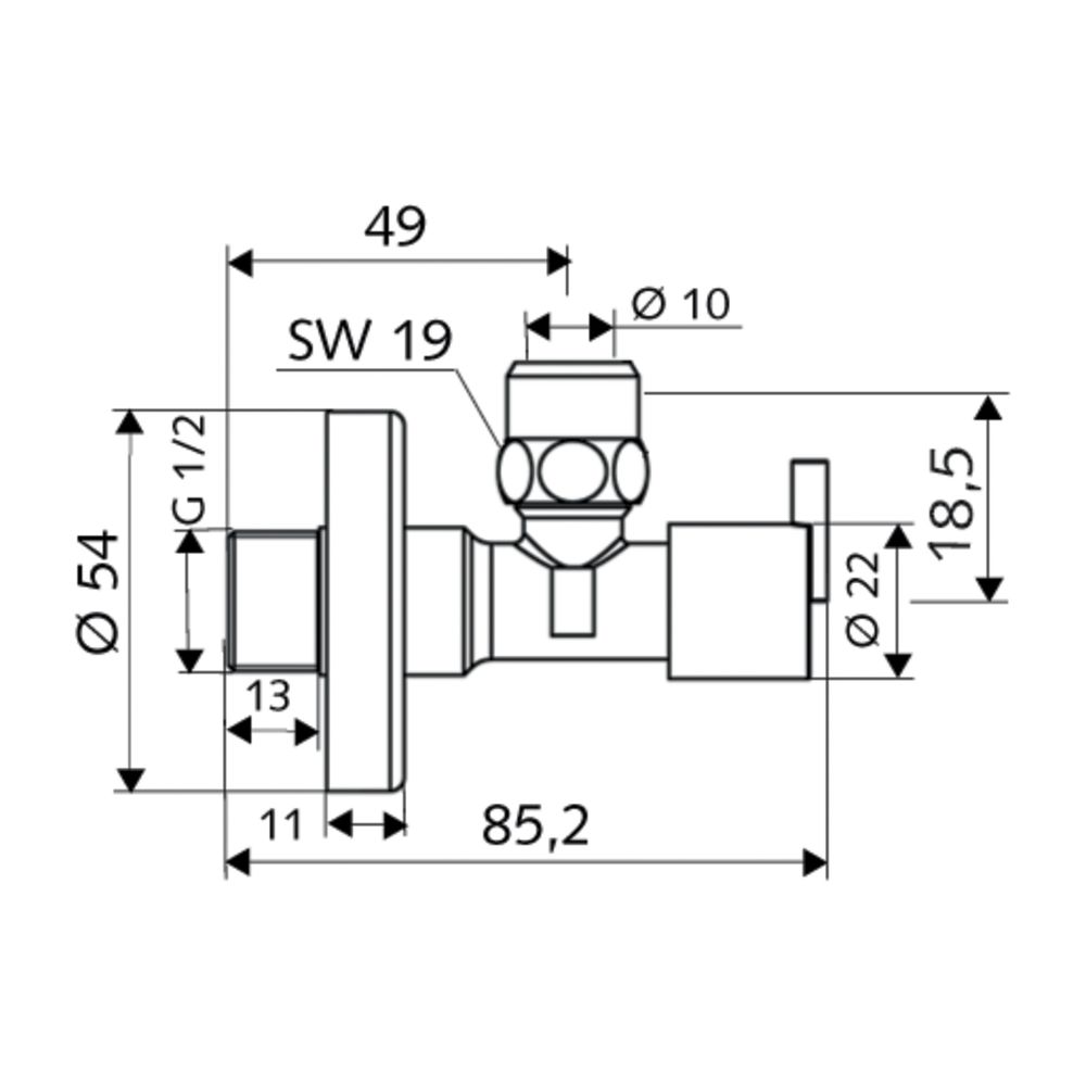 Schell Design Eckventil Pint regulierbar, DN 15 G 1/2", Chrom... SCHELL-053900699 4021163154504 (Abb. 2)