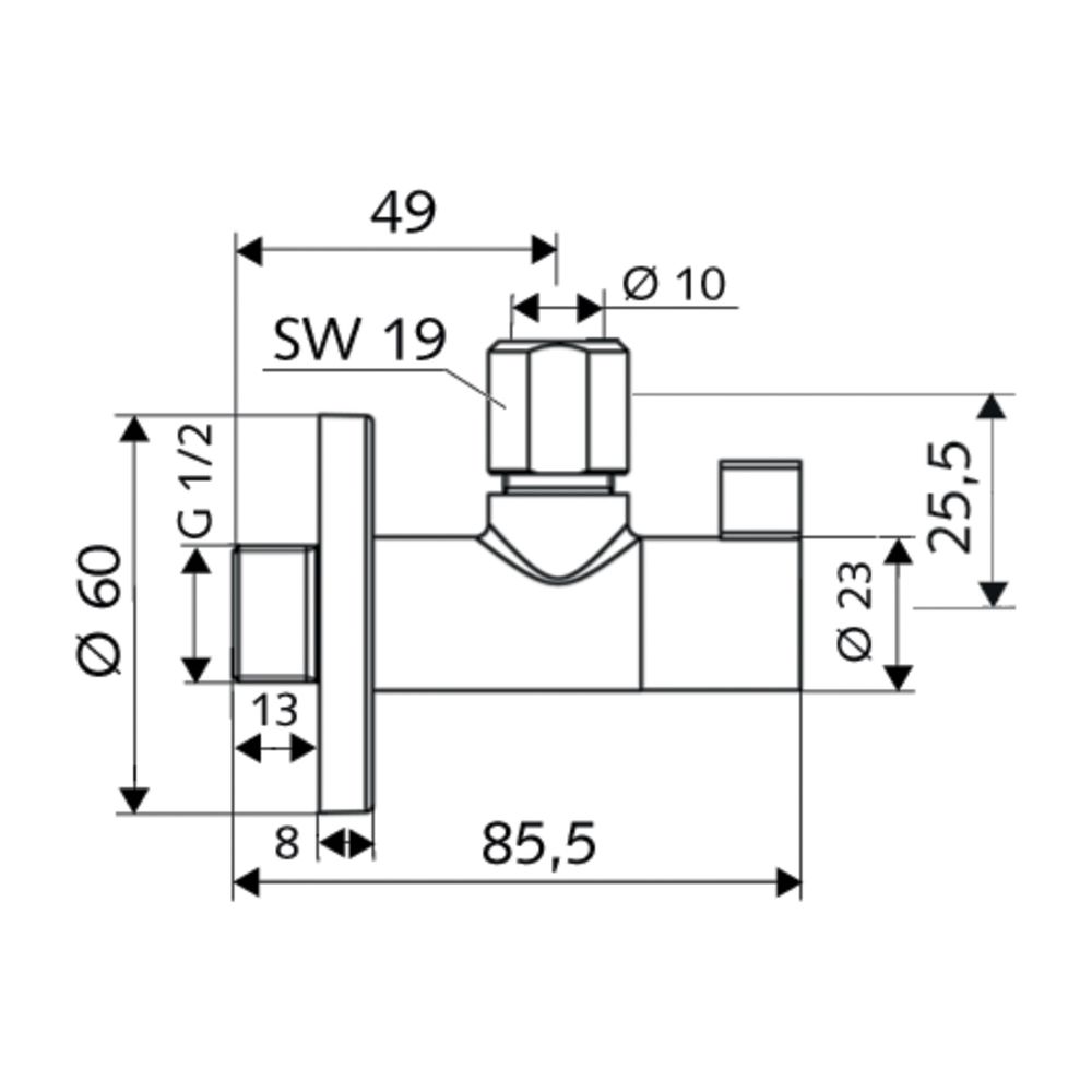 Schell Design Eckventil Wing regulierbar, DN 15 G 1/2", Chrom... SCHELL-053920699 4021163154610 (Abb. 2)