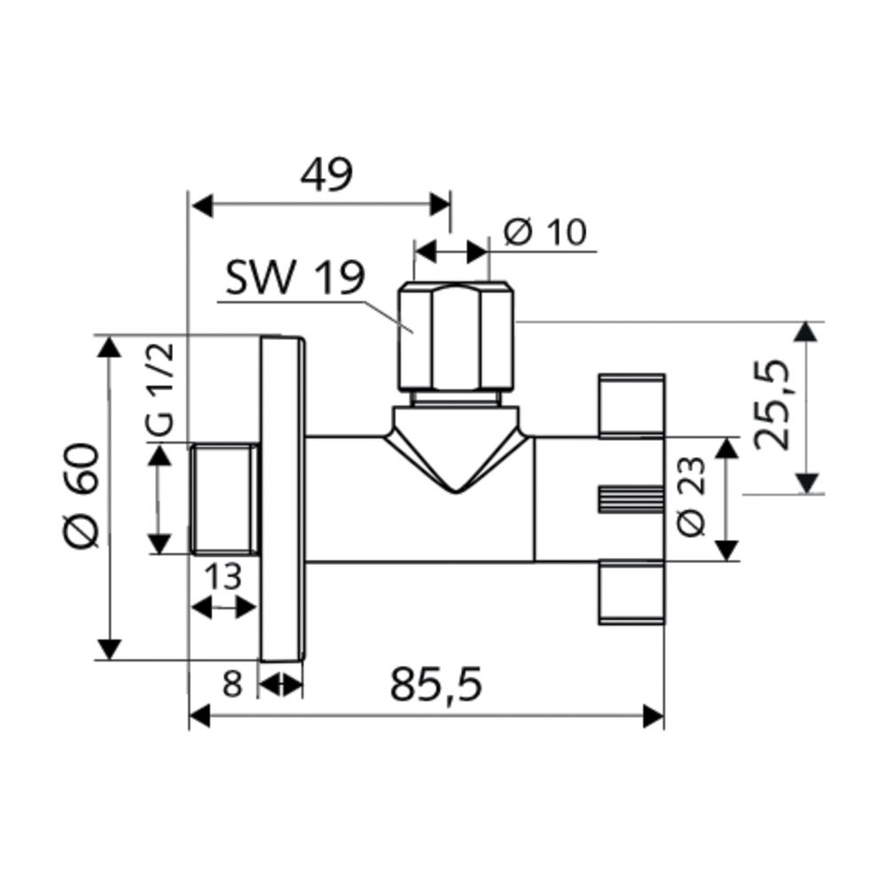 Schell Design Eckventil 4Wing regulierbar, DN 15 G 1/2", Chrom... SCHELL-053930699 4021163154603 (Abb. 2)