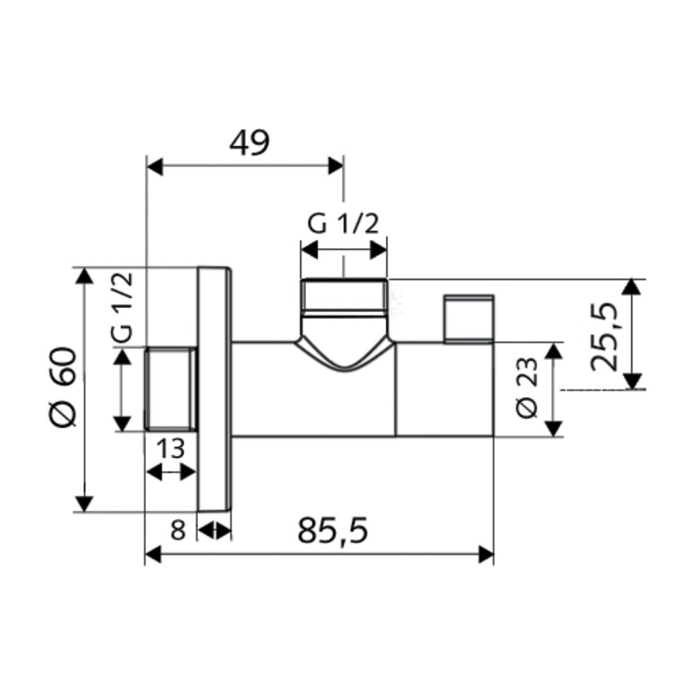 Schell Design Eckventil Wing regulierbar, ohne Verschraubung, DN 15 G 1/2", Chrom... SCHELL-053980699 4021163157185 (Abb. 2)