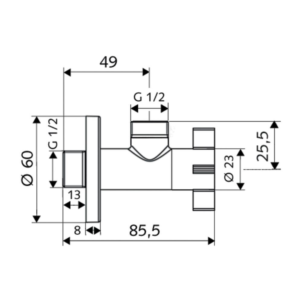 Schell Design Eckventil 4Wing regulierbar, ohne Verschraubung, DN 15 G 1/2", Chrom... SCHELL-053990699 4021163157338 (Abb. 2)